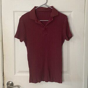 2/$20 - Men's Ribbed Burgundy  Polo